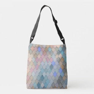 Pastel Diamond Pattern Mermaid Blue Green Pink Crossbody Bag