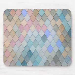 Pastel Diamond Pattern Mermaid Blue Green Pink Mouse Mat