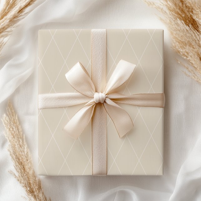 Pastel Diamond Shabby Geometric Taupe Neutral Wrapping Paper (Creator Uploaded)