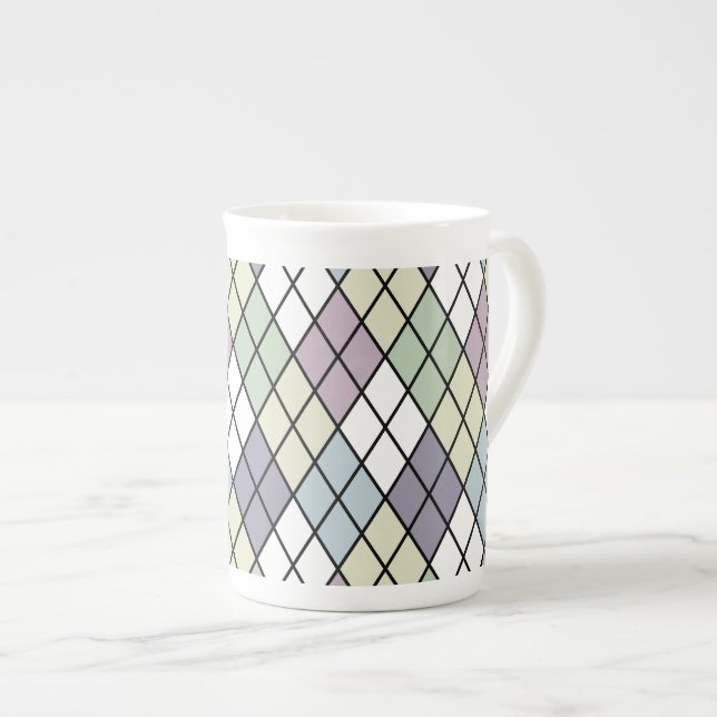 Pastel Diamonds Bone China Mug (Front Right)