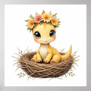 Pastel Dino Baby Room Art – Watercolor Dinosaur Poster