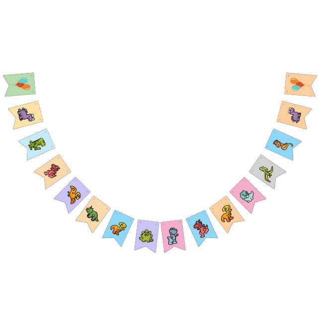 Pastel Dino Birthday Bunting (All)
