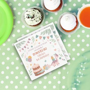 Pastel Dino Footprint Birthday Napkins