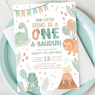 Pastel Dinosaur Birthday Invitation. One Cute Baby Invitation