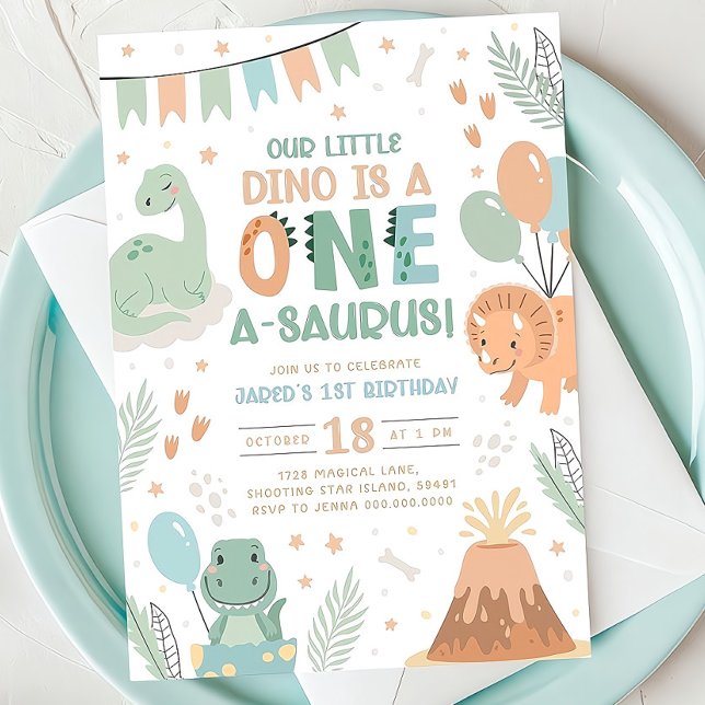 Pastel Dinosaur Birthday Invitation. One Cute Baby Invitation (Creator Uploaded)
