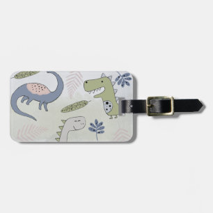 Pastel Dinosaur Luggage Tag