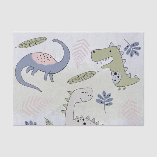 Pastel Dinosaur   Tissue Paper (Front)