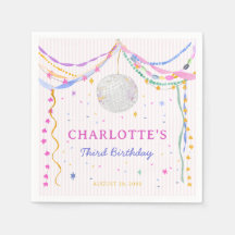 Pastel Disco Ball Paper Garlands Birthday Napkins