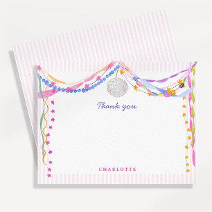 Pastel Disco Ball Paper Garlands Thank You card