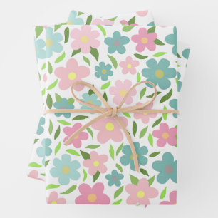 Pastel Ditsy Floral Shabby Chic Coquette Wrapping Paper Sheet