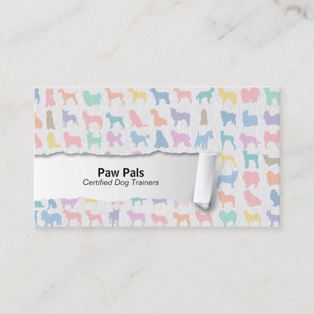 Pastel Dog Silhouettes Dog Trainer Business Card (Front)