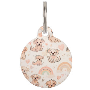 Pastel Doodle Puppy Pet Tag   Rainbow Pup Icons