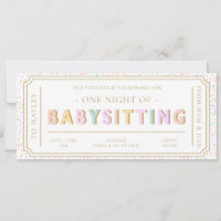 Pastel Dot Babysitting Gift Voucher Card