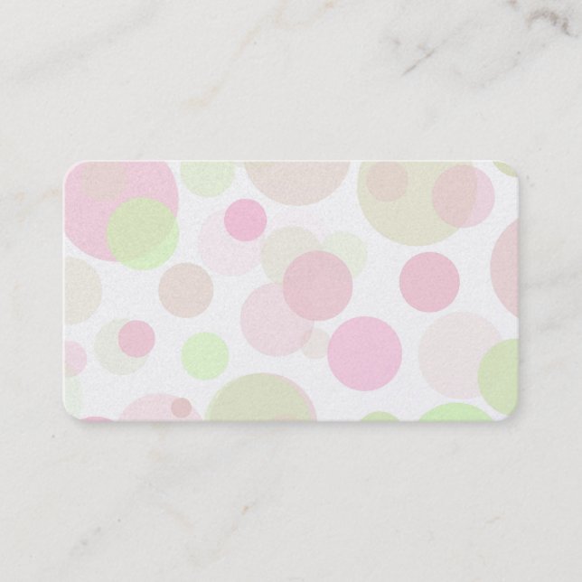 Pastel Dot Background Template Pink Green Circles Business Card (Front)