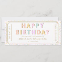 Pastel Dot Happy Birthday Gift Voucher Card