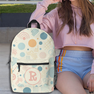 Pastel Dots and Circles Personalised Monogram Printed Backpack