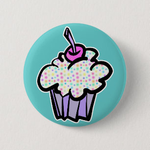 pastel dots cupcake 6 cm round badge