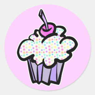pastel dots cupcake classic round sticker