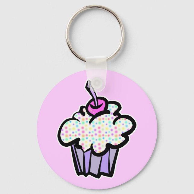 pastel dots cupcake key ring (Front)