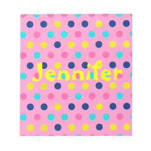 Pastel Dots on pink with name Notepad