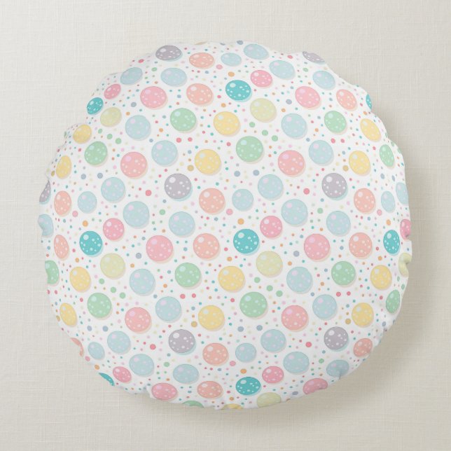 Pastel Dots Un-perfect Pattern Round Cushion (Front)