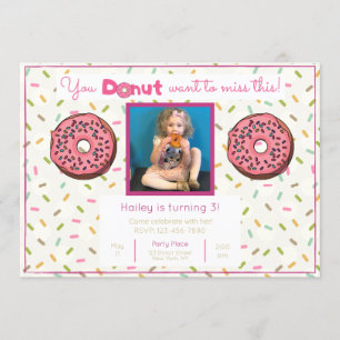 Pastel Doughnut Birthday Party Photo Invitation