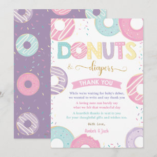 Pastel Doughnuts and Diapers Doughnuts Baby Shower Thank You Card