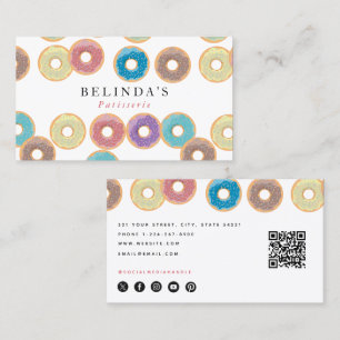 Pastel Doughnuts & Sprinkles Pastry Chef QR Code Business Card