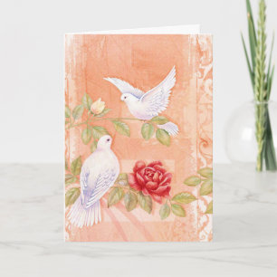 Pastel doves rose sympathy greeting card