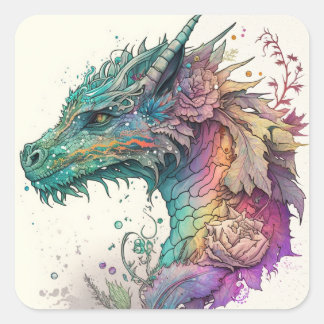 Pastel Dragon Square Sticker