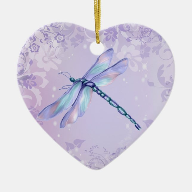 Pastel Dragonfly Ceramic Tree Decoration (Front)