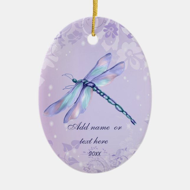 Pastel Dragonfly Ceramic Tree Decoration (Front)