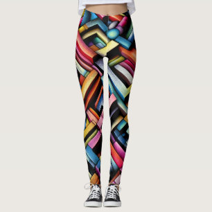 Pastel Drawing Abstract Dimensional Geometric Leggings