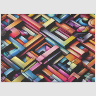 Pastel Drawing Abstract Dimensional Geometric Tissue Paper