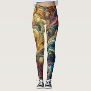 Pastel Drawing Abstract Organic Bubbly Colourful Leggings