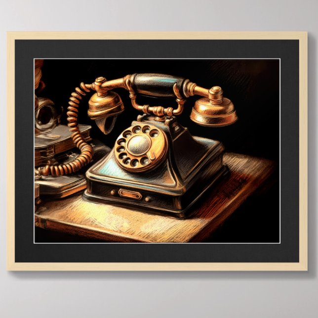 Pastel Drawing Antique Phone from 1930's Era Poster (Creator Uploaded)