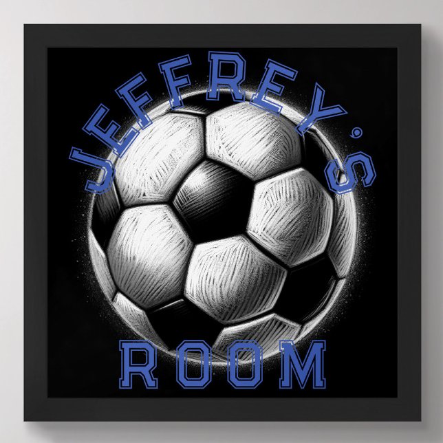 Pastel Drawing Black White Soccer Ball Personalise Poster (Creator Uploaded)