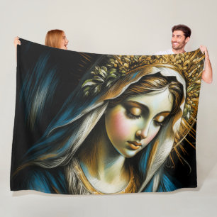 Pastel Drawing Blessed Virgin Mother Fleece Blanket