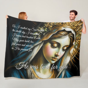 Pastel Drawing Blessed Virgin Mother Message Fleece Blanket