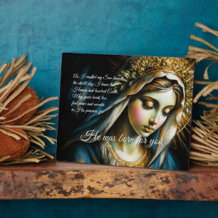 Pastel Drawing Blessed Virgin Mother Message Plaque
