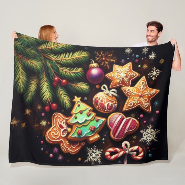 Pastel Drawing Christmas Treats Fleece Blanket (In Situ)