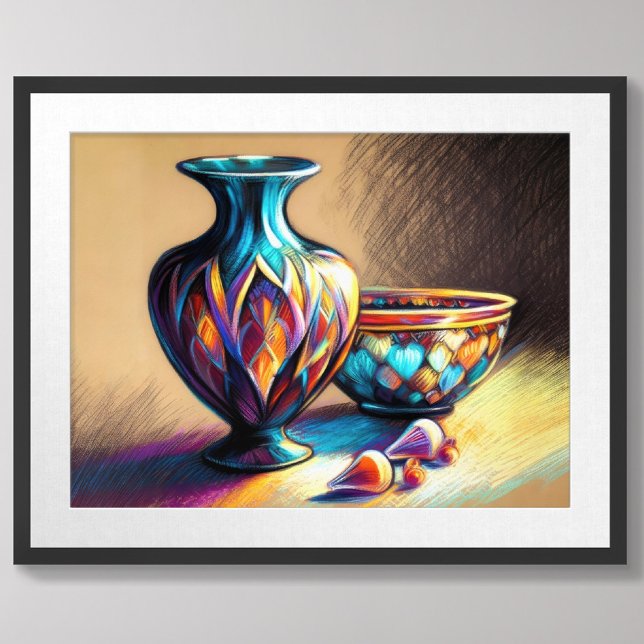 Pastel Drawing Colourful Glass Art Pieces Poster (Creator Uploaded)