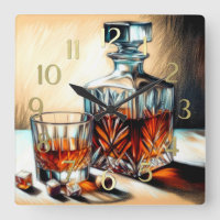 Pastel Drawing Glass of Liquor Crystal Decanter