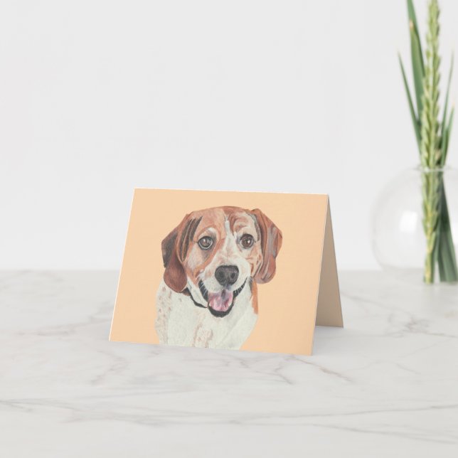 Pastel Drawing Happy Beagle Greeting Card (Front)