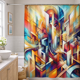 Pastel Drawing Intricate Abstract Design Shower Curtain