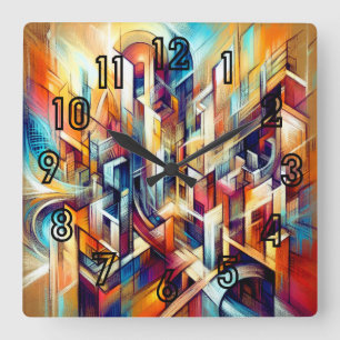 Pastel Drawing Intricate Abstract Design Square Wall Clock
