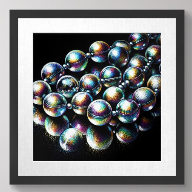 Pastel Drawing Iridescent Beads on Black Poster (Creator Uploaded)