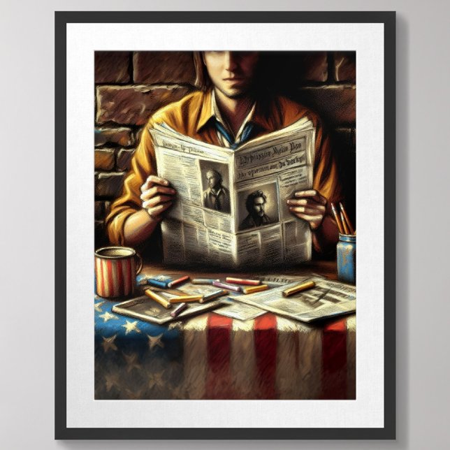 Pastel Drawing Newspaper Reader Poster (Creator Uploaded)
