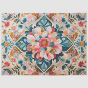 Pastel Drawing of a Floral Pattern Block Tissue Paper
