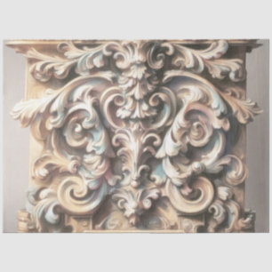 Pastel Drawing of Architecture Ornate Stone Carved Tissue Paper